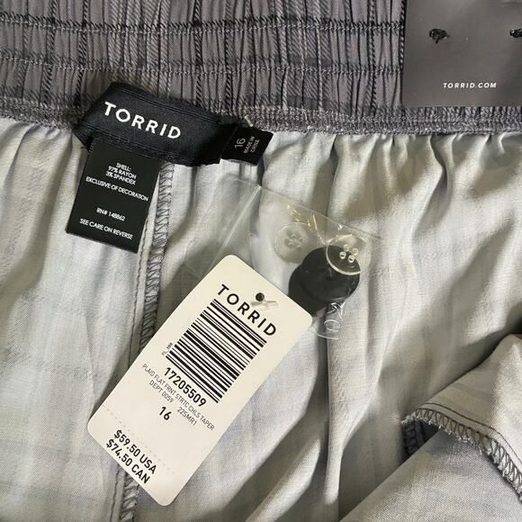 Torrid Pants Women's Sz 16 NWT Plaid Pleated Front Taper Stretch Cropped Pockets - Picture 3 of 7